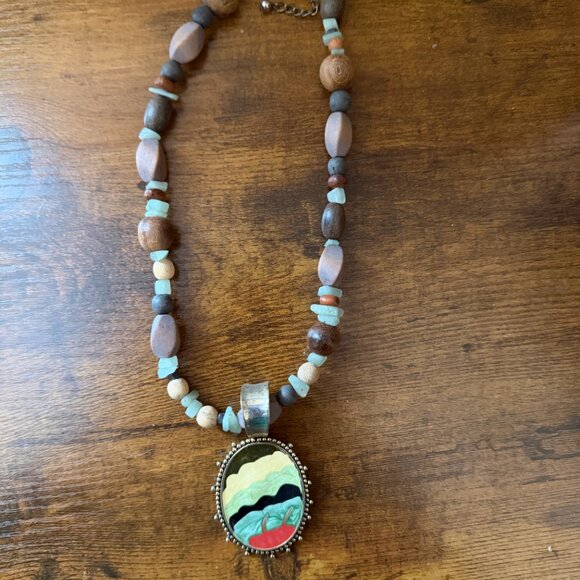 Colorful Wooden Beaded Necklace Set - Picture 2 of 13